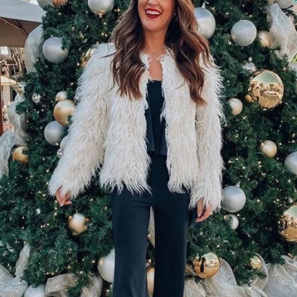 Women Faux fur shaggy jacket coat blazer - Picture 2 of 2